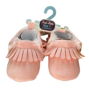 First Steps Baby Pink Moccasins Size 1